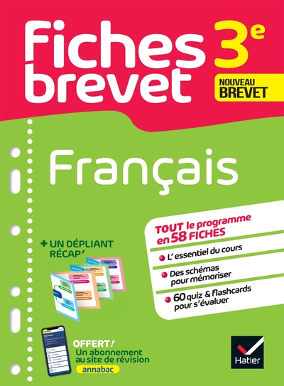 FICHES BREVET FRANCAIS 3E BREVET 2023 - FICHES DE REVISION & QUIZ