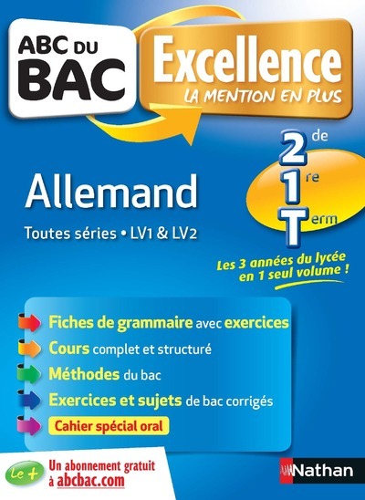 ABC DU BAC EXCELLENCE ALLEMAND 2DE 1ERE TERMINALE TOUTES SERIES LV1 & LV2