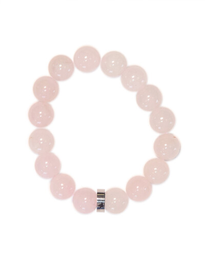 BRACELET QUARTZ ROSE PERLES RONDES 12 MM