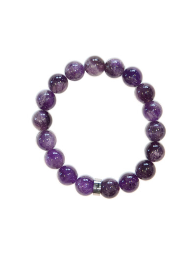 BRACELET AMETHYSTE PERLES RONDES 10 MM