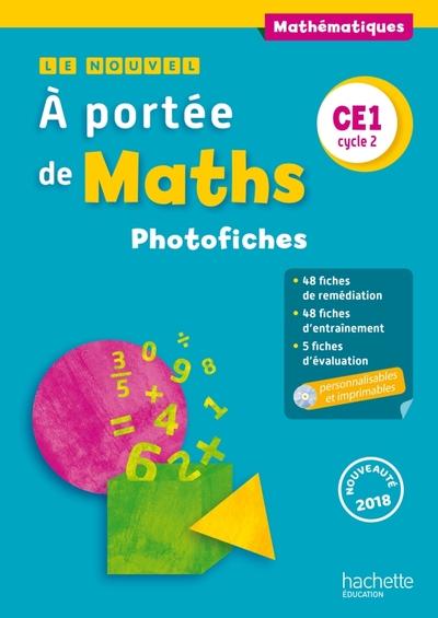NOUVEL A PORTEE DE MATHS CE1 - PHOTOFICHES + CD - ED. 2018
