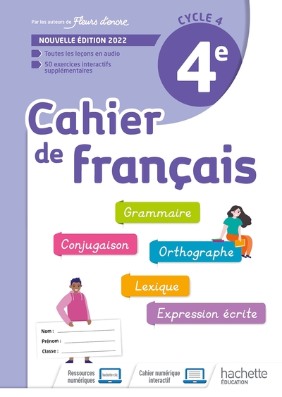 CAHIER DE FRANCAIS CYCLE 4/4E - CAHIER D´ACTIVITES - ED. 2022