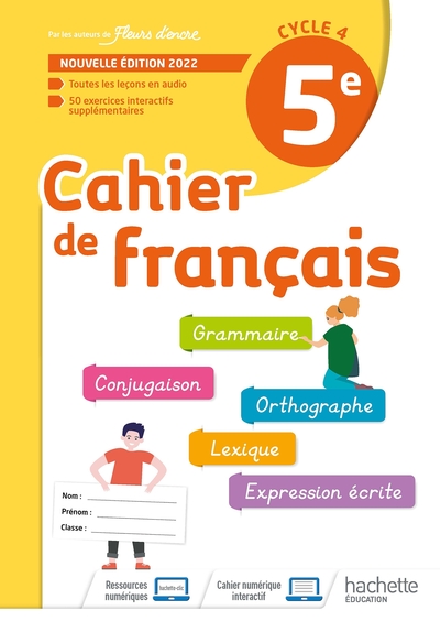 CAHIER DE FRANCAIS CYCLE 4/5E - CAHIER D´ACTIVITES - ED. 2022